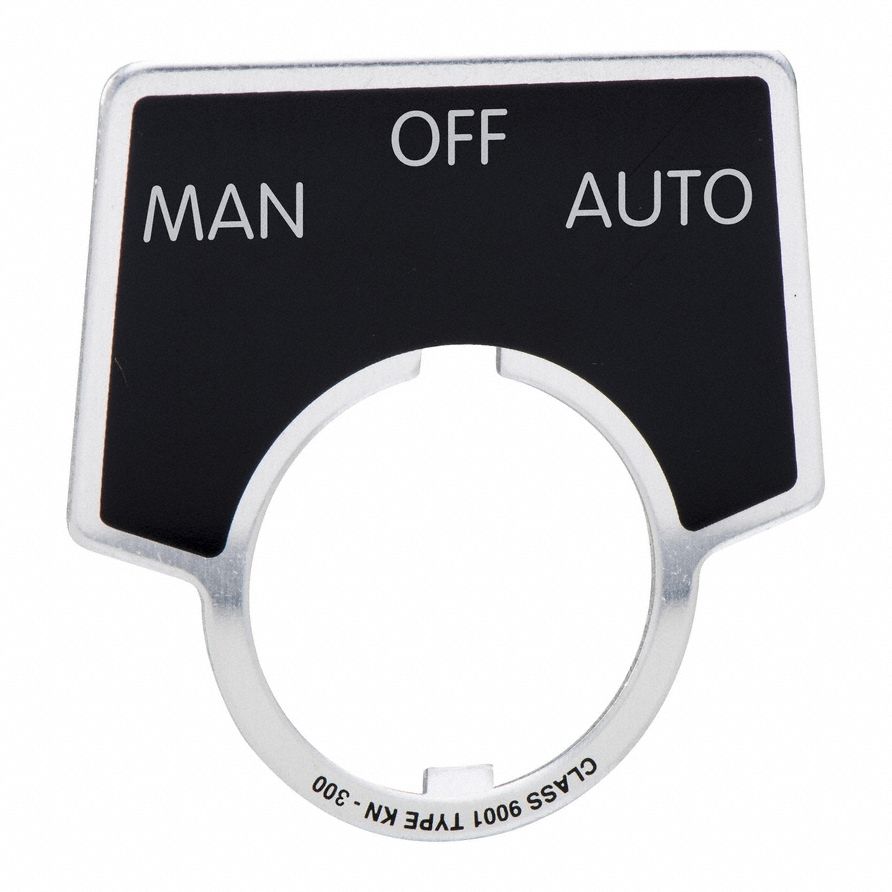 Legend Plate: 30 mm Panel Mounting Size, Half-Round, 2 in Overall Ht x 1 3/4 in Overall Wd