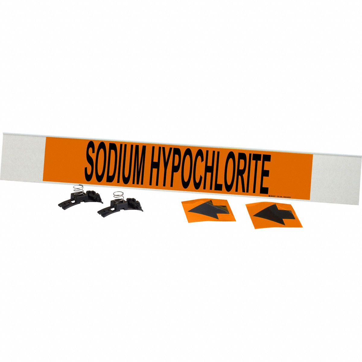 Pipe Marker: Sodium Hypochlorite, Orange, Black, Fits 8 in and Larger Pipe O.D., 1 Pipe Markers