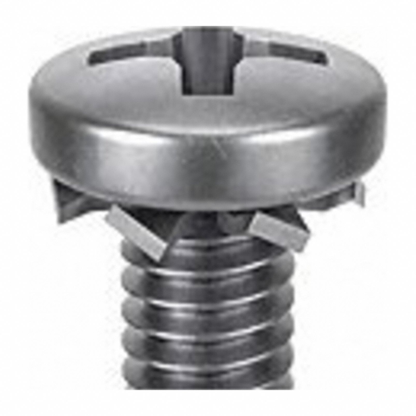 SEMS Screw: External Tooth, #6-32 Thread Size, 1/8 in Lg, Stainless Steel, Passivated, Pan, 25 PK