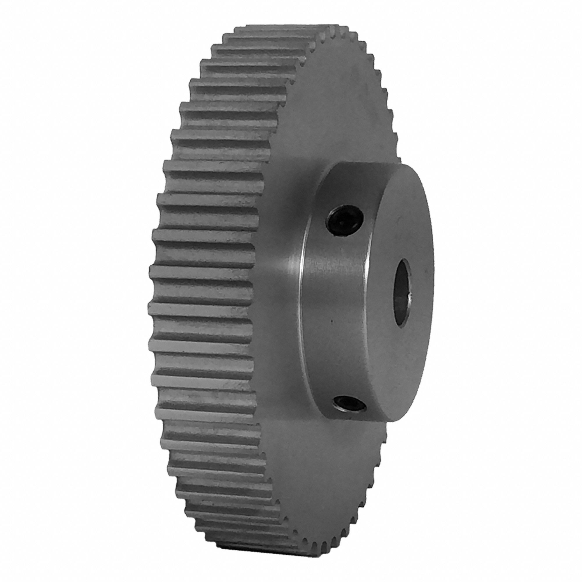 Dayton Timing Pulley: Curvilinear, Fixed, For HTD Timing Belt Section, For 9 mm Belt Wd - HTD Section Fixed-Bore Timing Pulleys with Hub