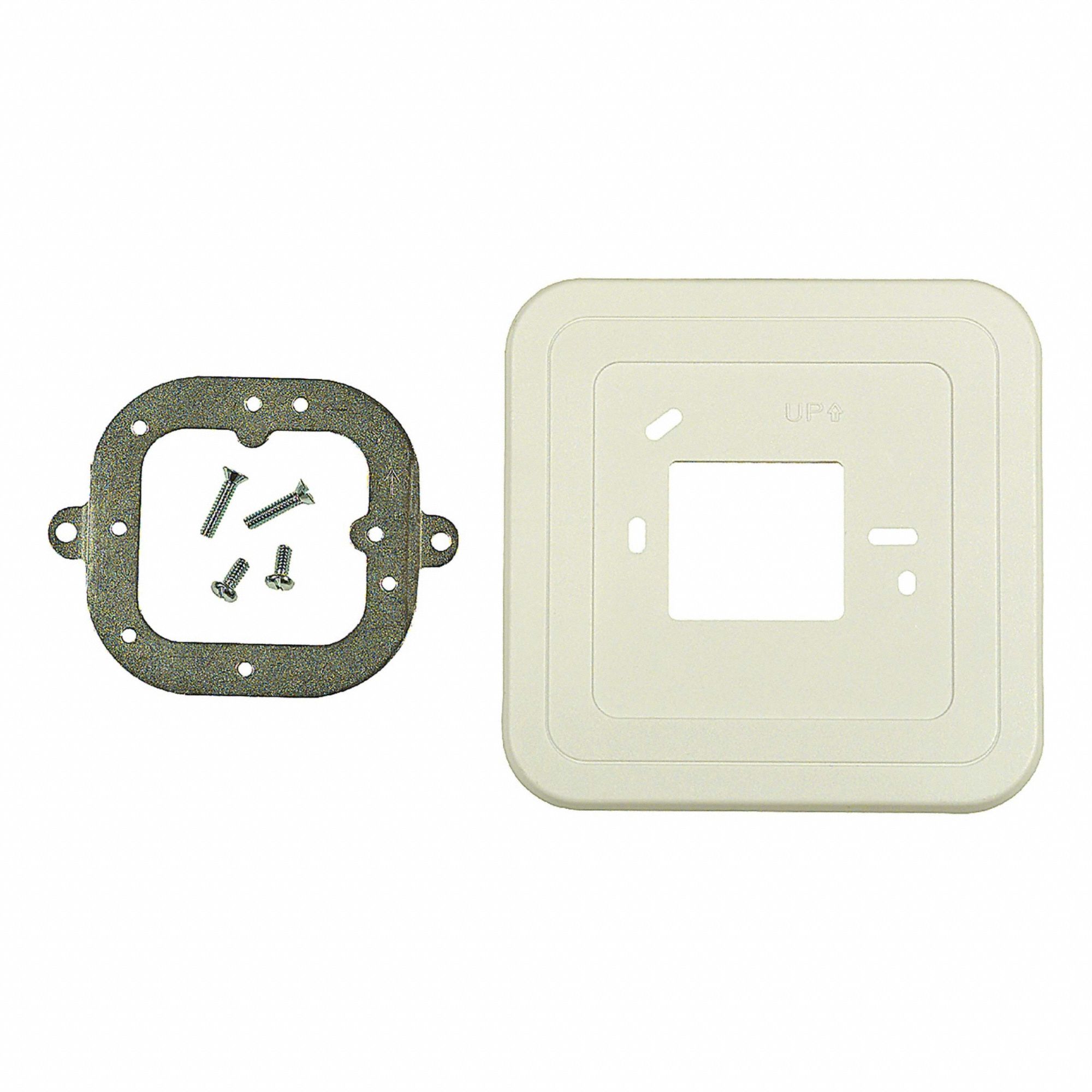 HONEYWELL HOME Cover Plate: T812/TS812, 5AE54, Horizontal / Square, Square, Cover Plate (MPN 50005625-001). Key specifications — Brand: HONEYWELL HOME; Compatible Brand and Series: TS812; Compatible Grainger Part Number: 5AE54; Mounting Direction/Shape: Square; Accessory Type: Cover Plate; Color/Material: White, Plastic; Includes: Cover Plates; Bracket.
