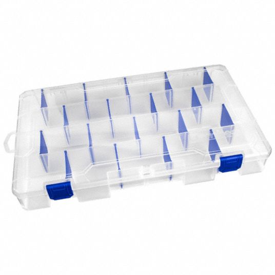 FLAMBEAU, 9 in x 2 in, Clear, Adjustable Compartment Box - 1NTH6