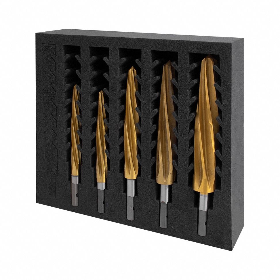 Chucking Reamer Set: 5 Pc, 1/2 in to 1 1/16 in Dia, VersaDrive Hex Shank