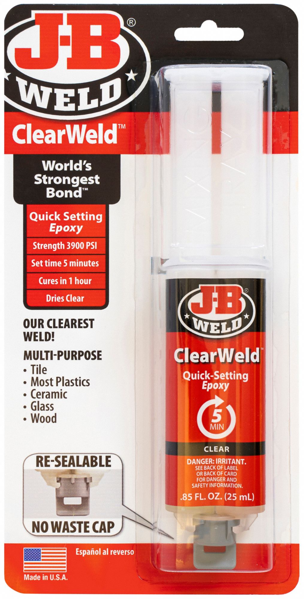 Epoxy Adhesive: ClearWeld, Ambient Cured, 25 mL, Syringe, Clear, Gel