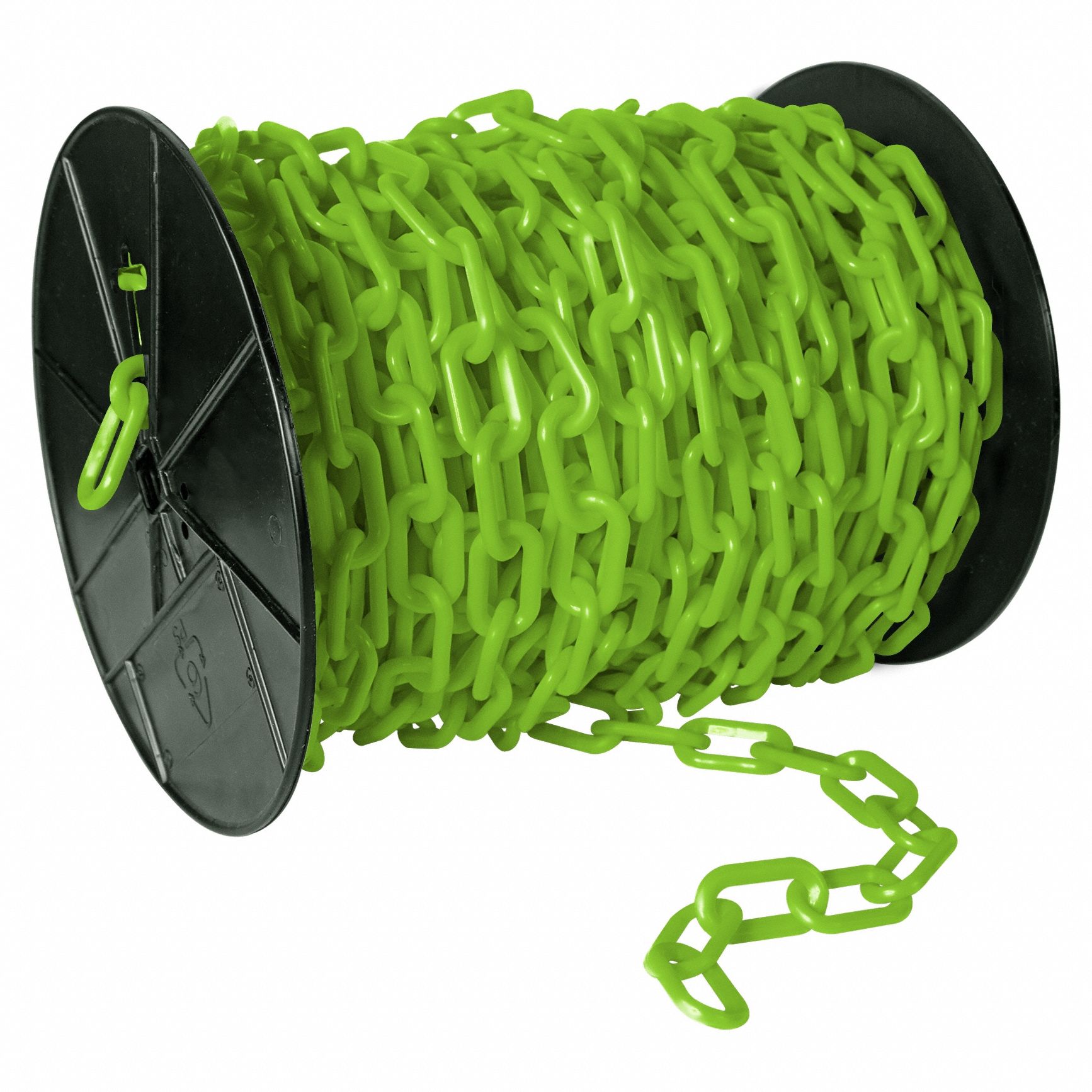 PLASTIC CHAIN, 125 FT L, GREEN, POLYETHYLENE, 1.9 IN LINK OUTSIDE L