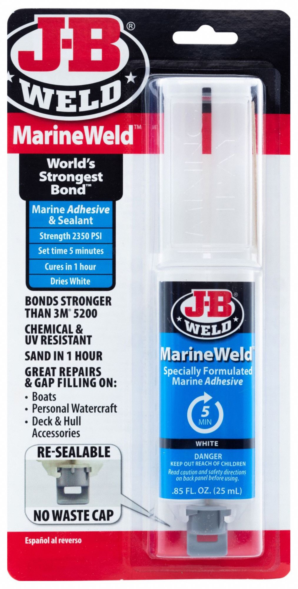 EPOXY ADHESIVE, MARINEWELD, AMBIENT CURED, 25 ML, SYRINGE, WHITE