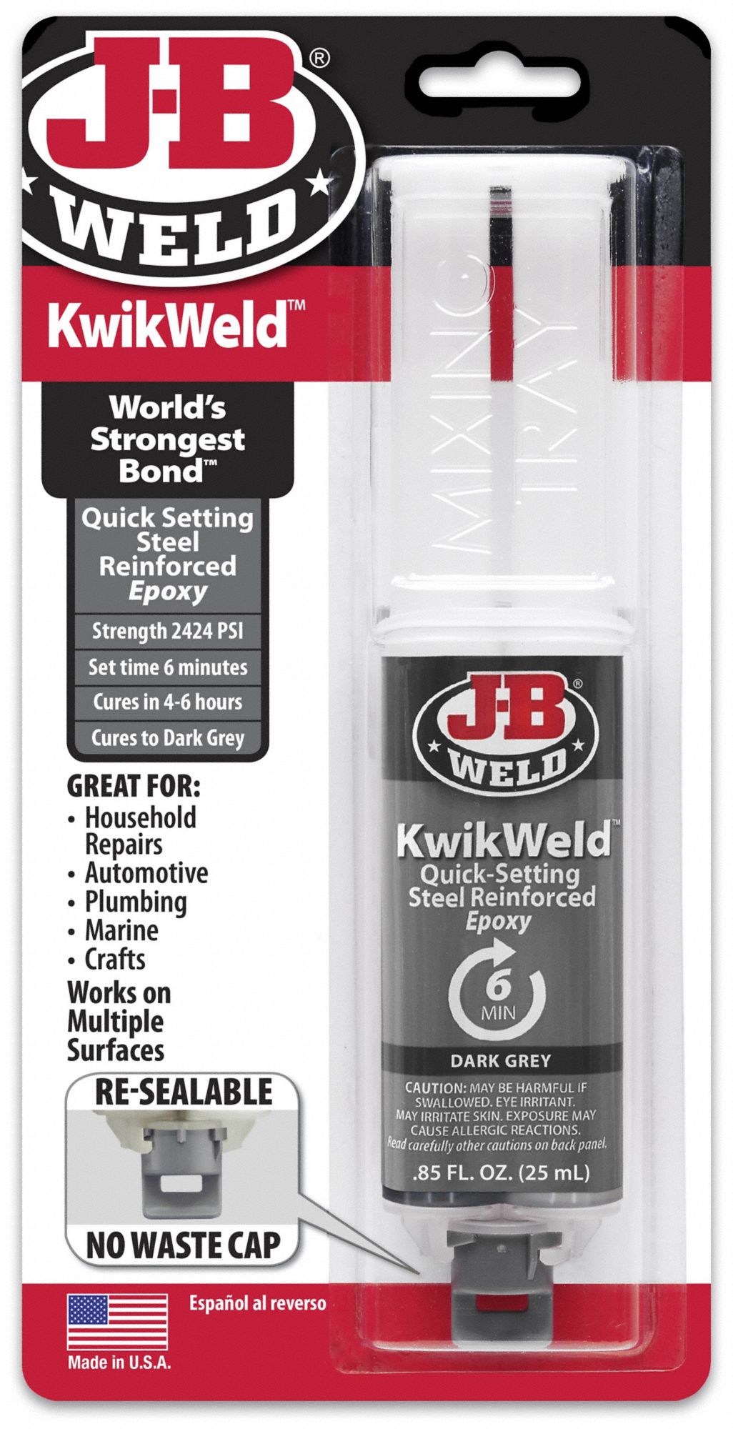 JB WELD Epoxy Adhesive, Syringe, 11 Mix Ratio 46MV9350176 Grainger