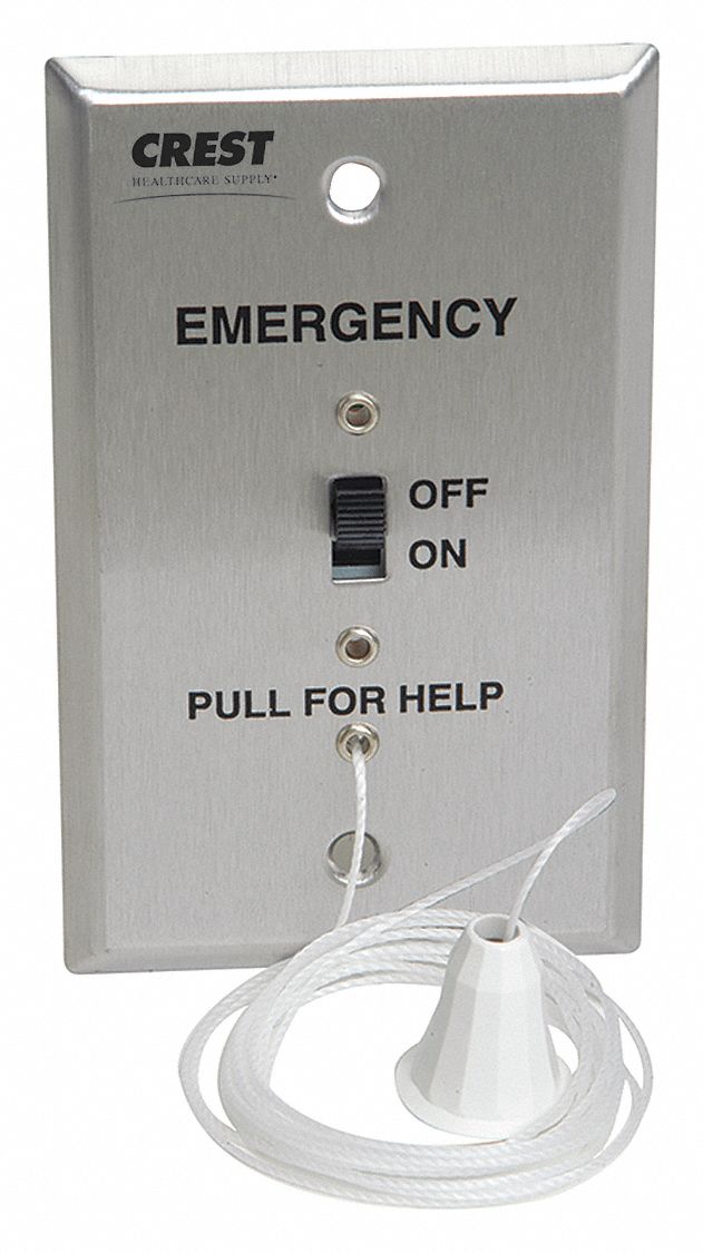 Pullcord Station: 2 3/4 in Overall Wd, 24V DC, E-114C