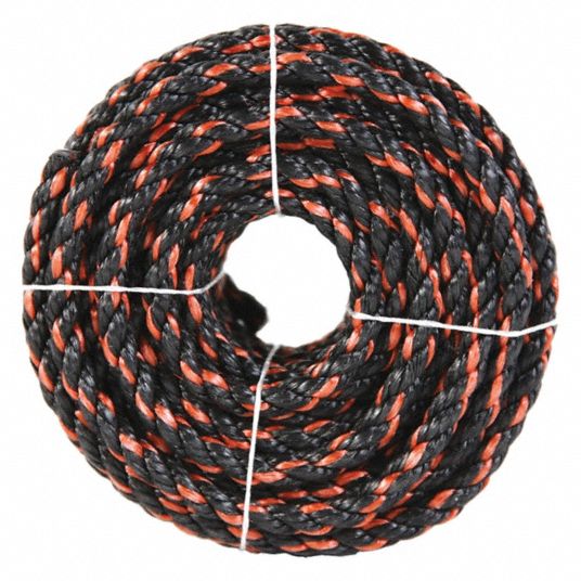 Koch 1/2 in. D x 50 ft. L Black/Orange Twisted Polypropylene Rope