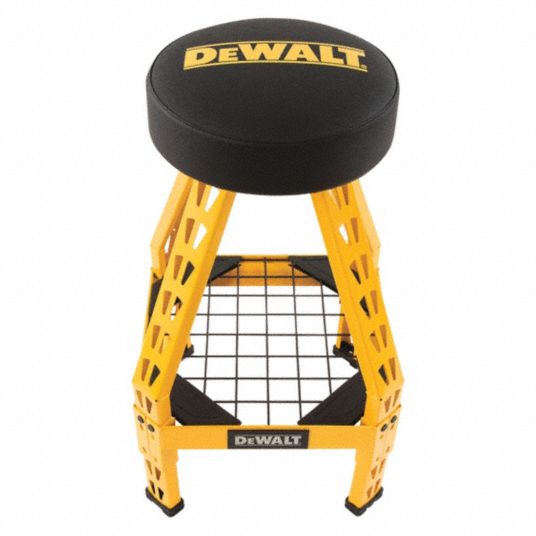 DEWALT DEWALT R Padded Swivel Shop Stool 30 in Overall Ht 14 in Seat Wd 30 in min to 30 in max