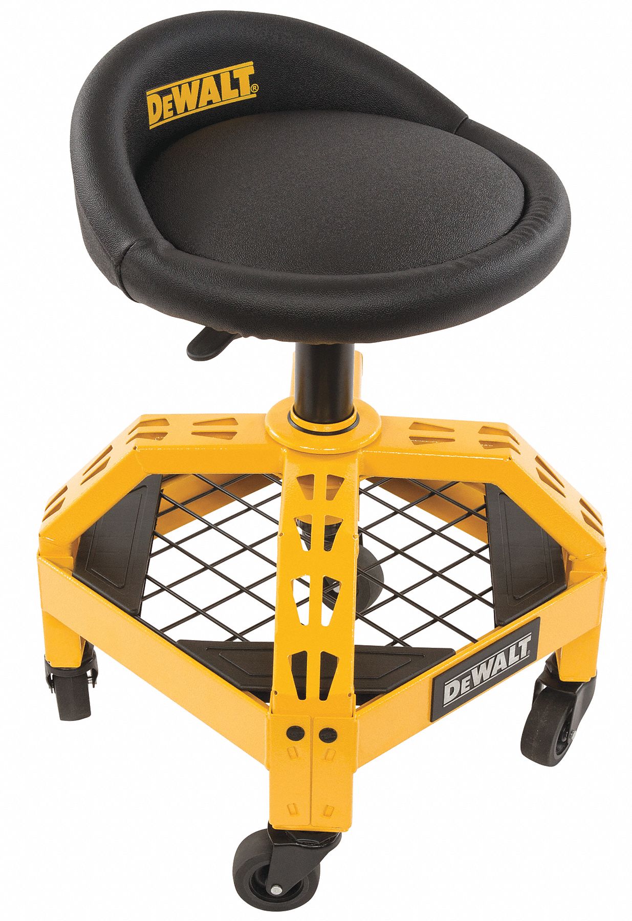 DEWALT Shop Stool 23 1 2 in Overall Ht Pneumatic Lever 22 1 2 in min to 26 3 4 in max Round