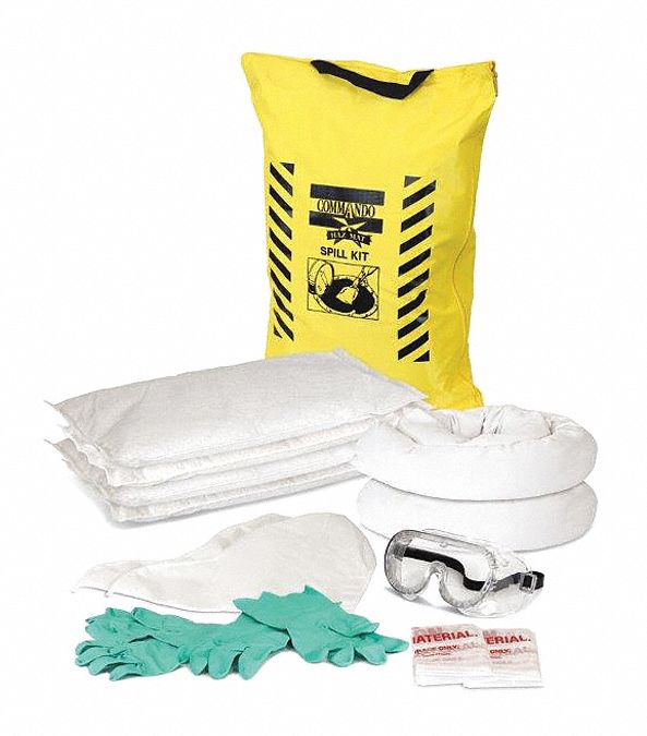 Spill Kit,  Fluids Absorbed Universal,  Container Type Bag,  Volume Absorbed Per Kit 5 gal,  Yellow