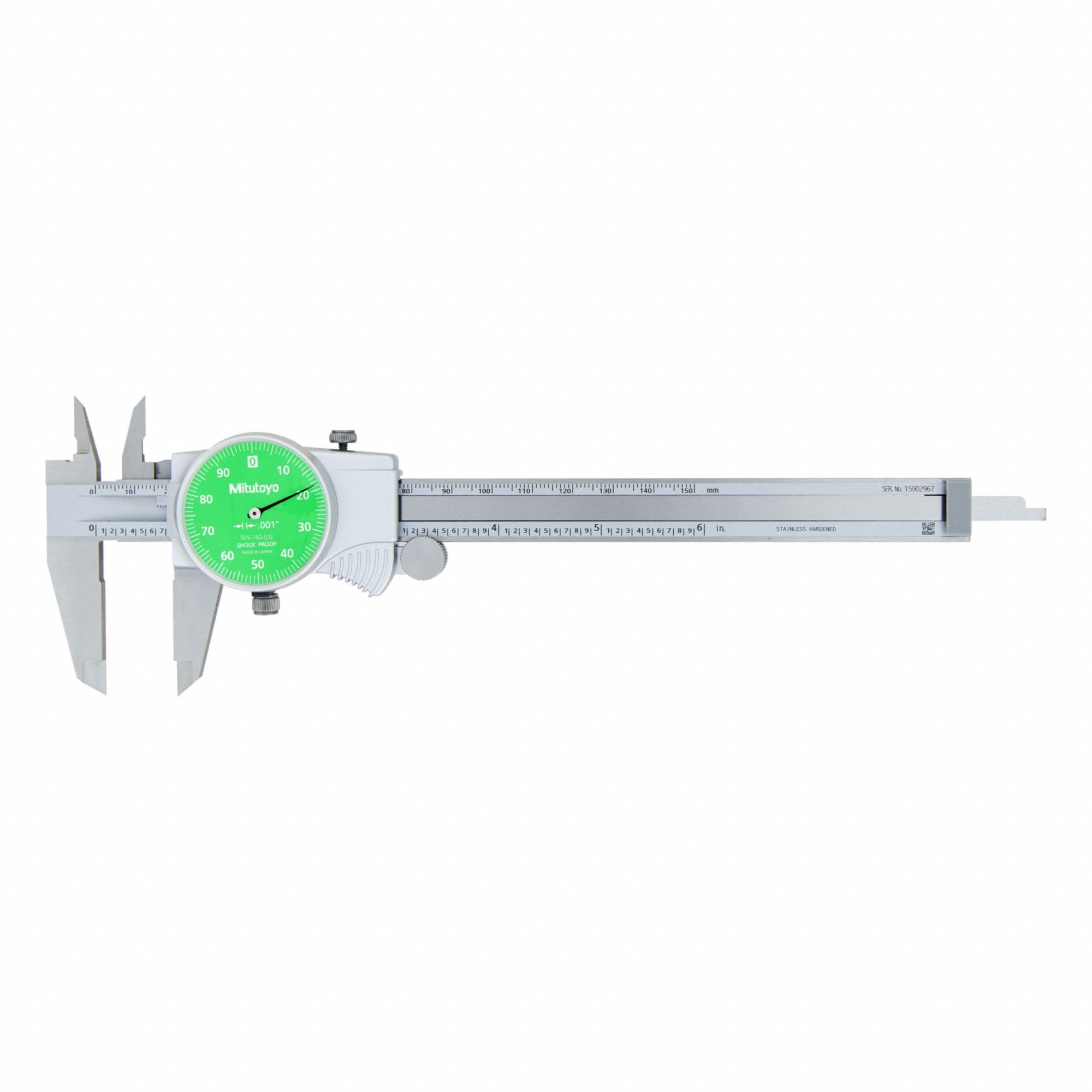 Calibrated Caliper: 0 in Min Measurement - Inch, 6 in Max Measurement - Inch