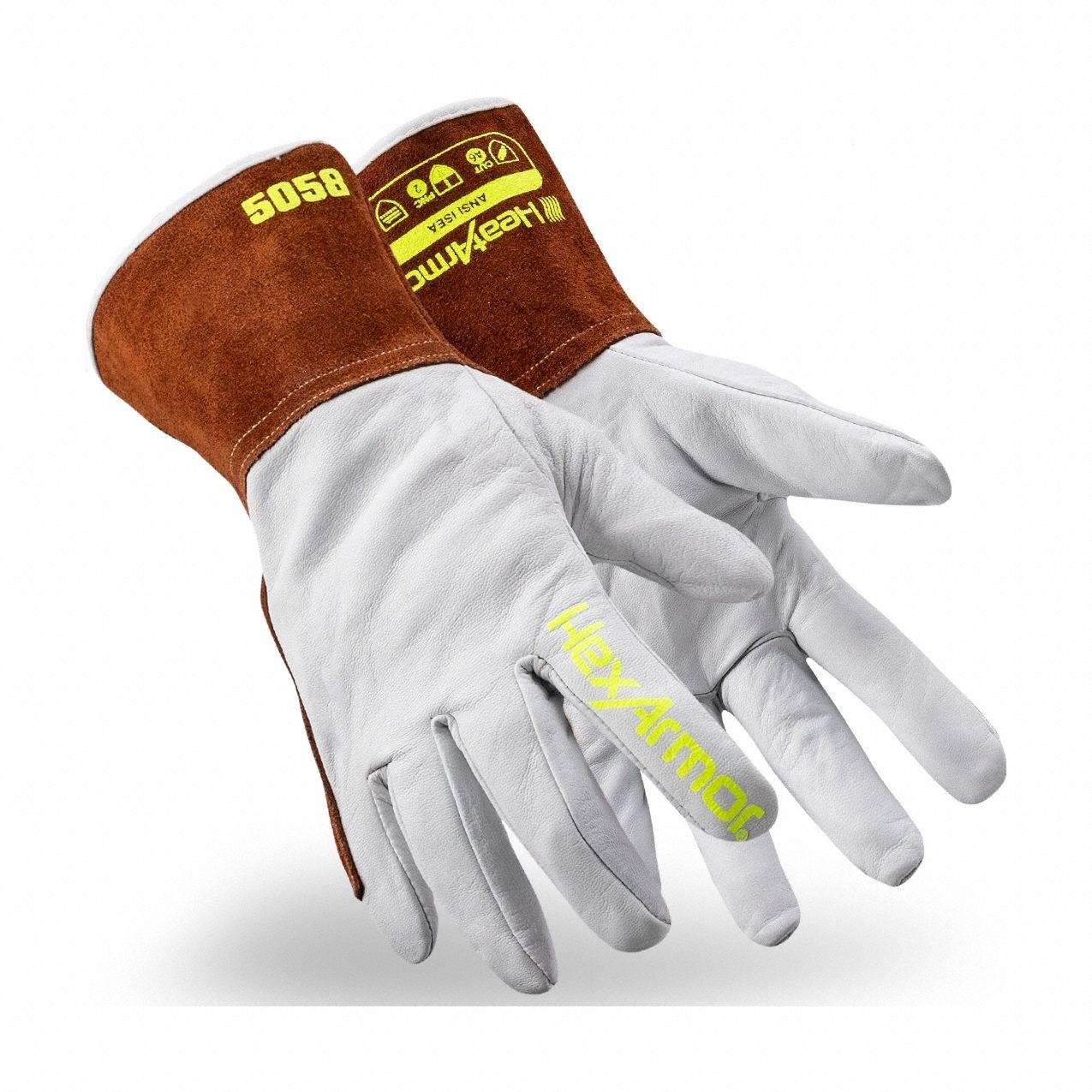 Welding Gloves: Full Thumb, Extended Gauntlet Cuff, Premium, Goatskin Leather, XS Glove Size, 1 PR