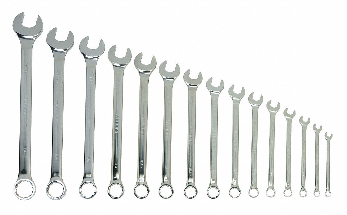 Combination Wrench Set, 15 Pcs, Satin