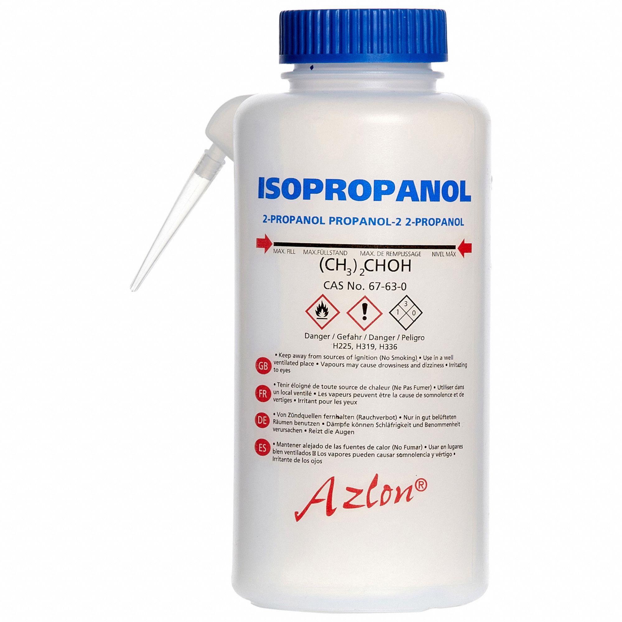 Wash Bottle: 16.9 fl oz Capacity - oz, 500 mL Capacity - mL, Specific Chemicals, Isopropanol, Vented