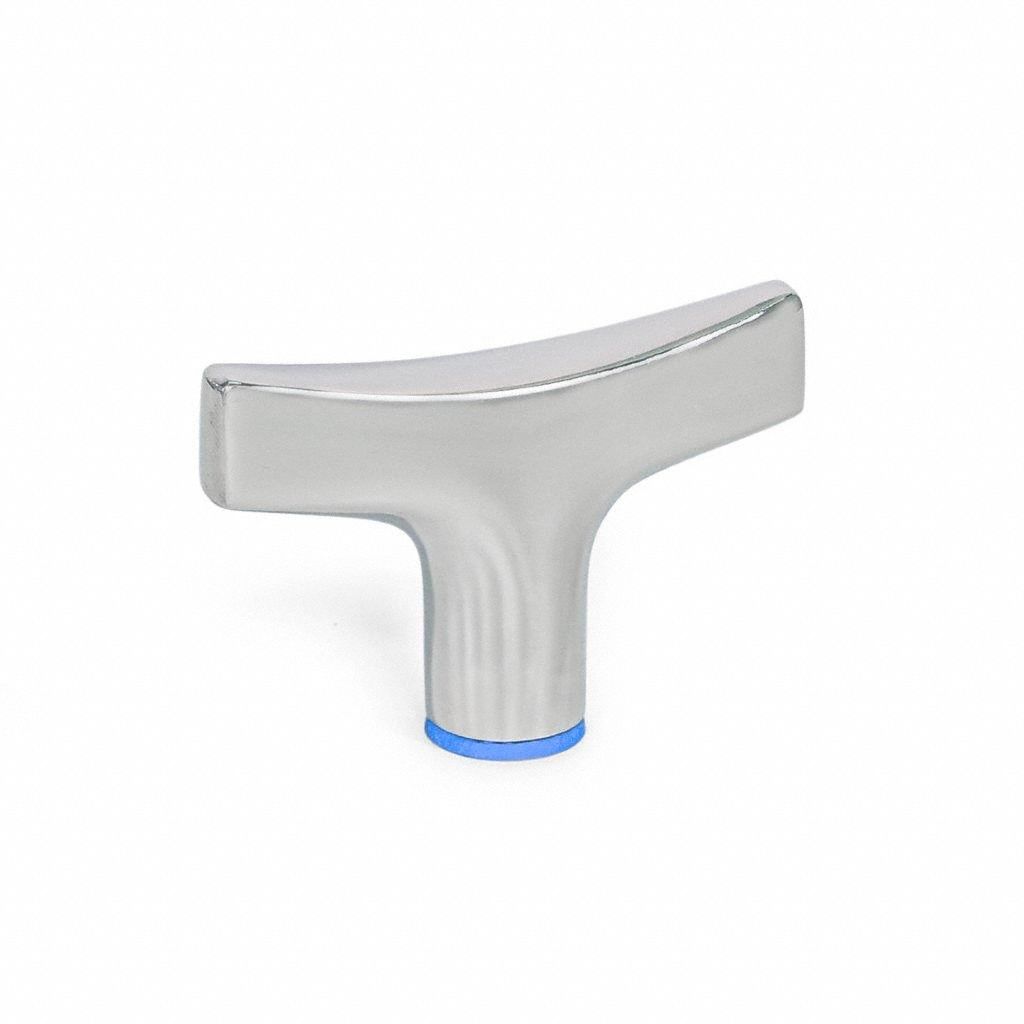 Hand Knob: T, Stainless Steel, M10x1.5 Thread, 1 in Thread Lg, 3.94 in Dia