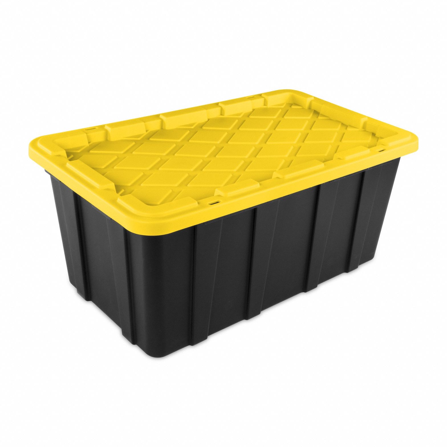Storage Tote: 38 gal, 37 1/2 in x 21 5/8 in x 15 7/8 in, Black Body, Yellow Lid, Yellow