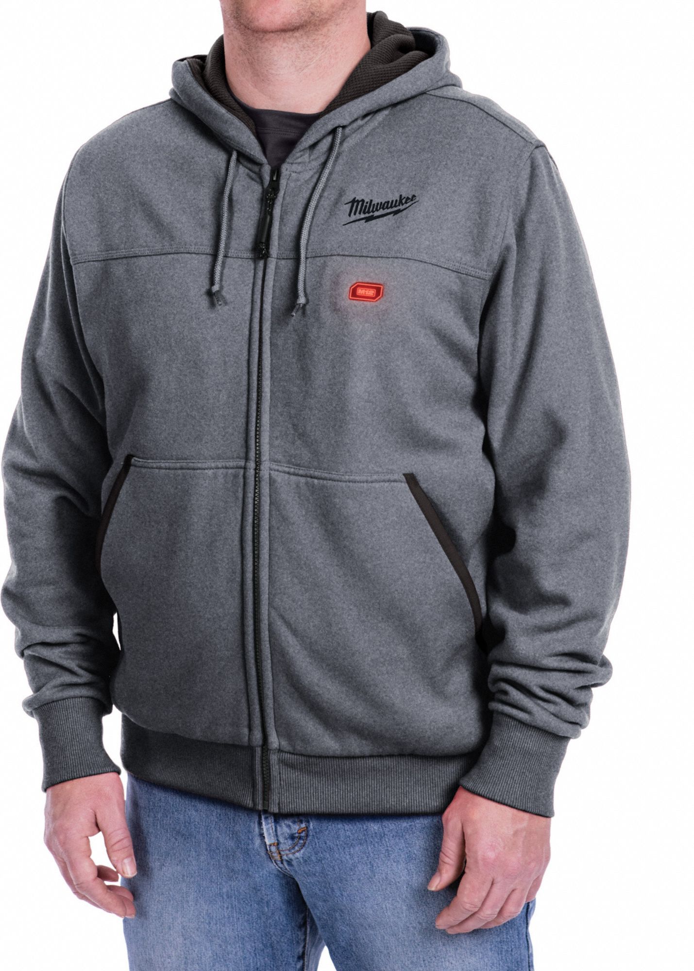 MILWAUKEE Heated Hoodie, XL, Mens, 20" L, Gray 506J17302G21XL 4811