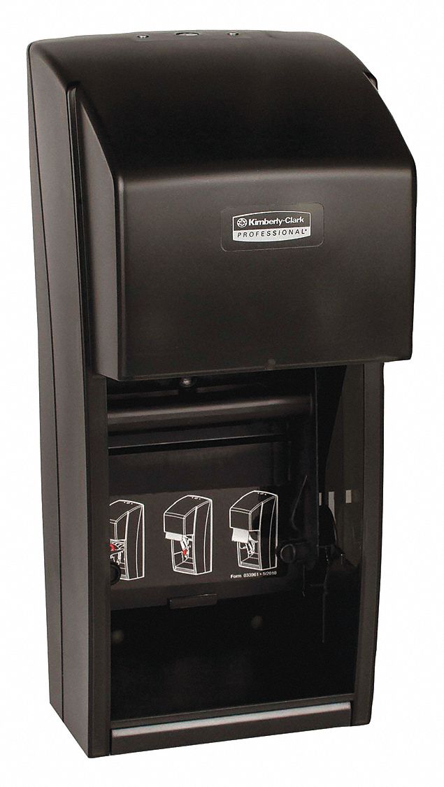 Toilet Paper Dispenser: Std Core, Vertical Double Roll, Plastic, Black, Scott® Essential™