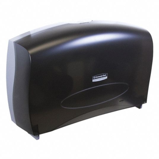 Clean Tek Professional Black Plastic Standard Toilet Paper Dispenser -  Double Roll - 10 1/2 x 6 1/4 x 6 1/4 - 1 count box