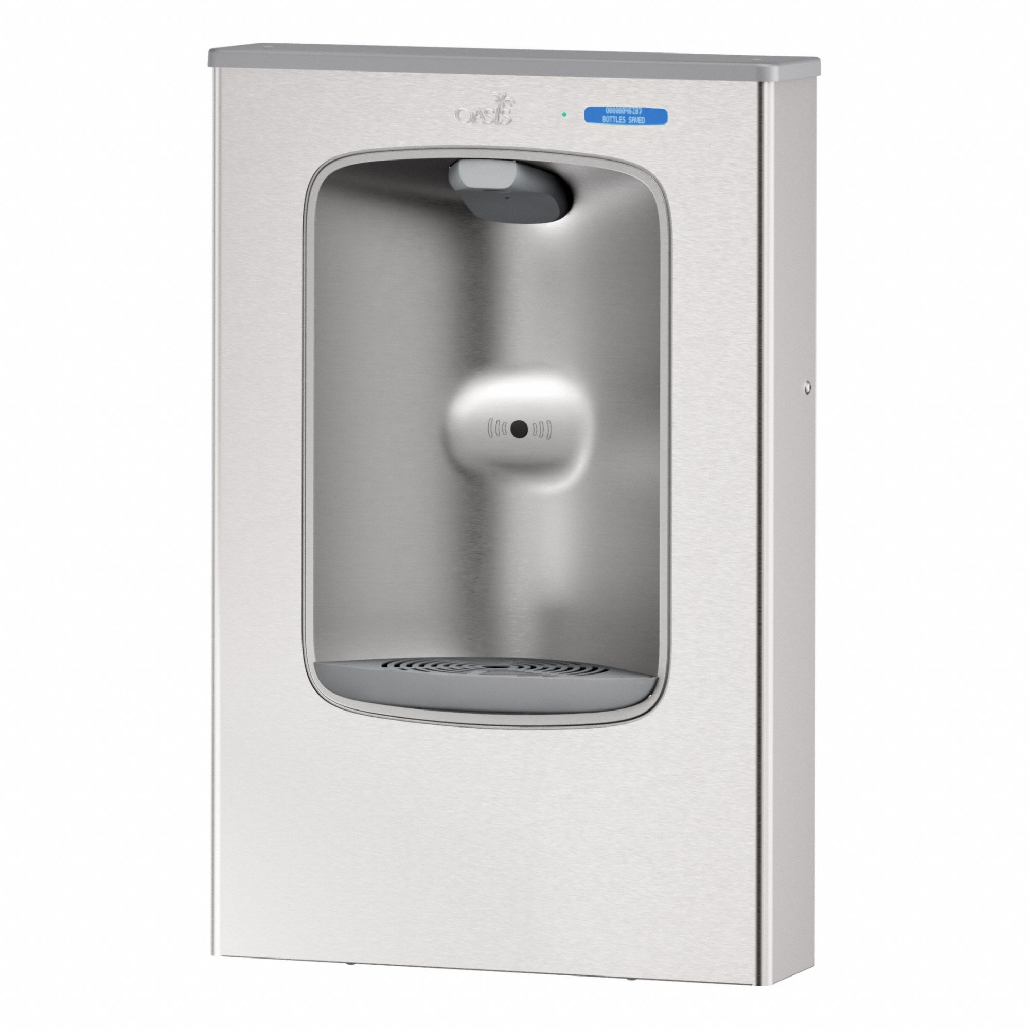 Bottle Filler: On-Wall, Non-Refrigerated, Stainless Steel, Silver, Satin, 51 in Overall Ht