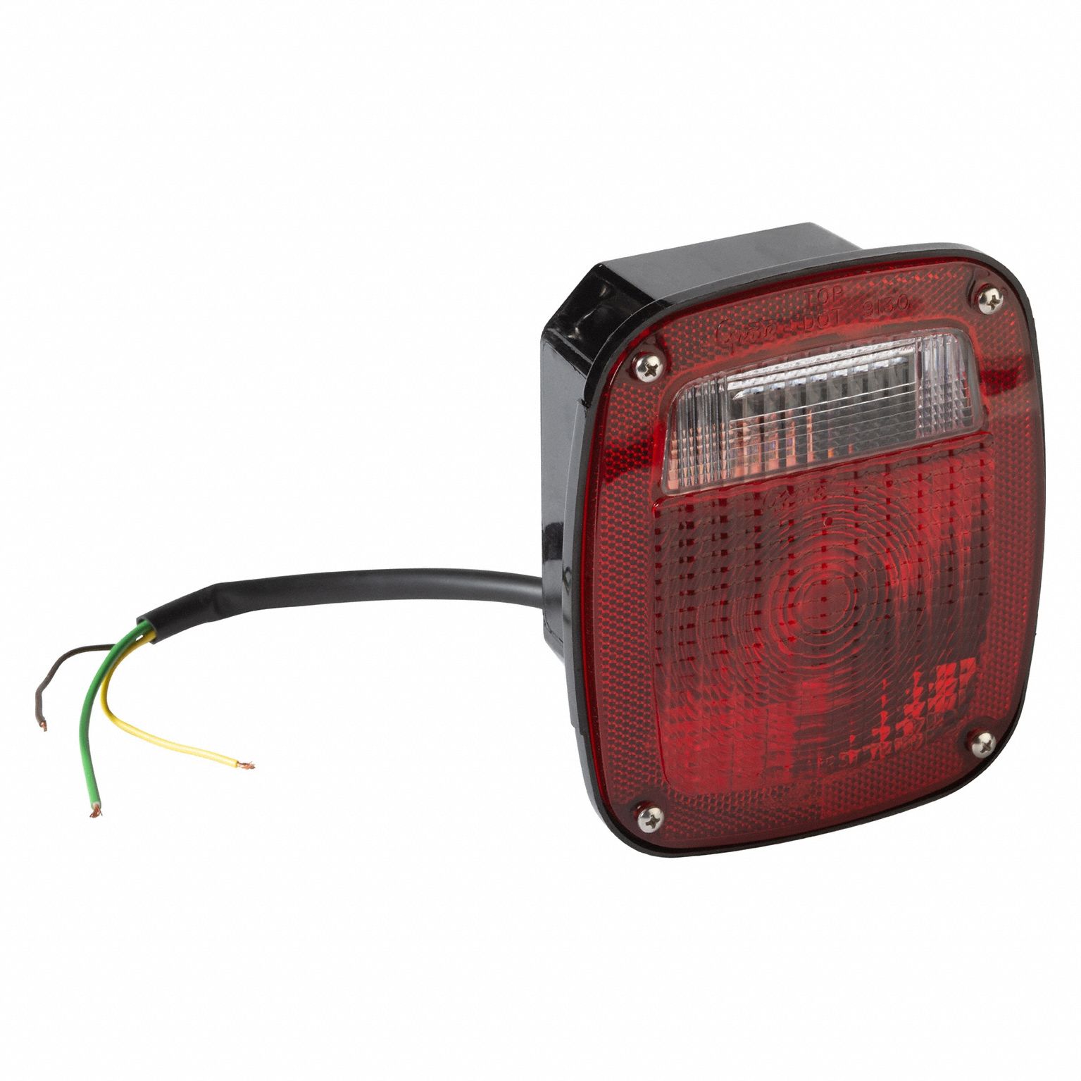 STOP/TURN/TAIL LIGHT, LED, STOP, TURN, AND TAIL COMBO LIGHT, CLEAR/RED, SQUARE, STUD
