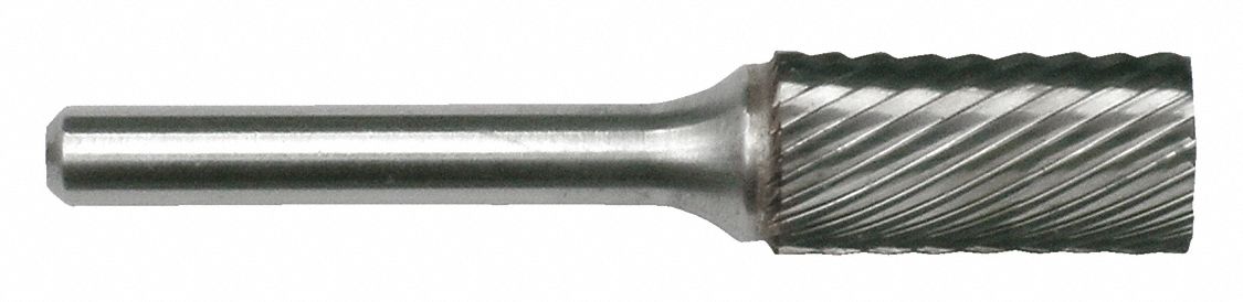 Carbide Bur: Cylinder, SA-1, Single Cut, 1/4" x 5/8" Head, 1/4" Shank