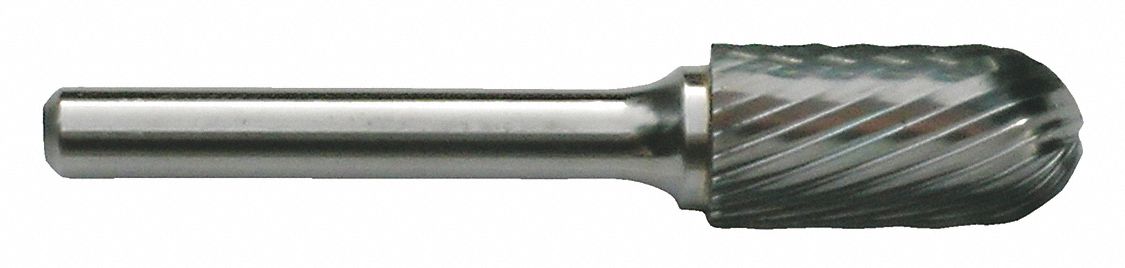 Carbide Bur: Ball-Nosed Tree, SF-1, Single Cut, 1/4" x 5/8" Head, 1/4" Shank