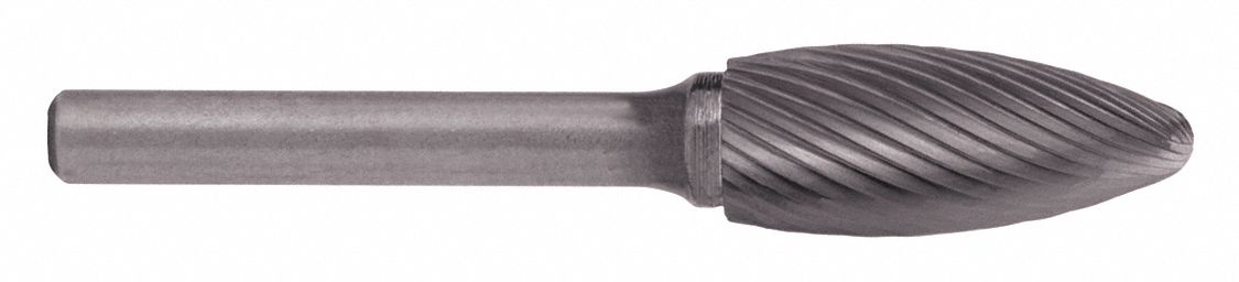 Carbide Bur: Flame, SH-41, Single Cut, 1/8" x 1/4" Head, 1/8" Shank