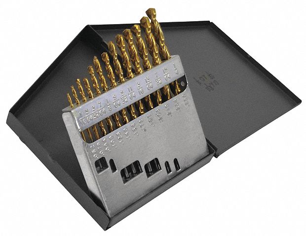 JOBBER LENGTH DRILL BIT SET, 1/16 IN SMALLEST DRILL BIT, ¼ IN LARGEST DRILL BIT SIZE