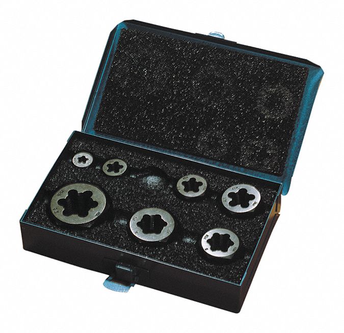 Die Set: 7 Pc, Metric, Carbon Steel