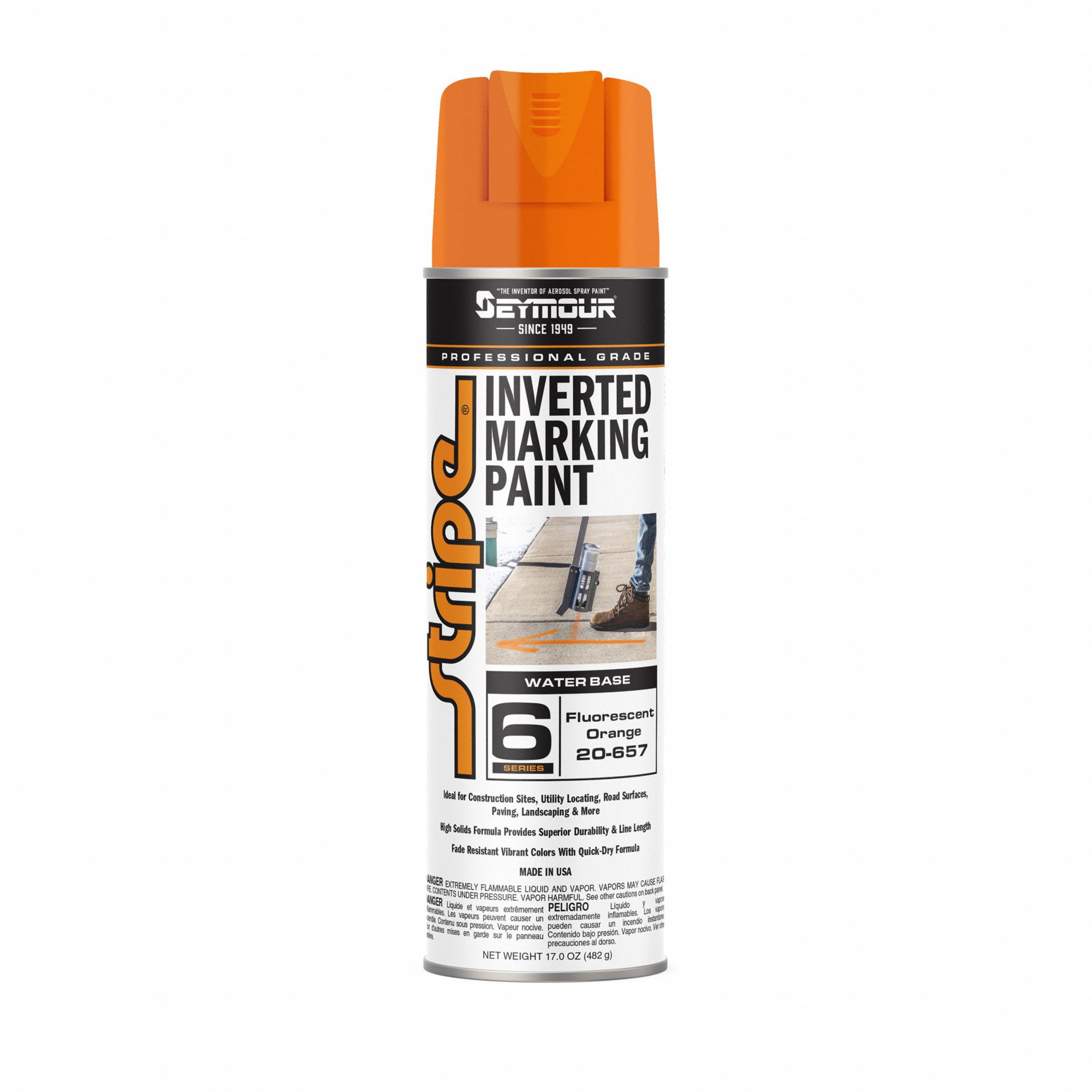 Marking Paint: Inverted Paint Dispensing, Orange, 20 oz, 500 Linear ft