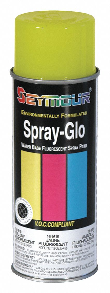 Seymour Spray-Glo Water Base Fluorescent Spray Paint — Yellow, 6ct. Case,  16-Oz. Cans, Model# 16-1619