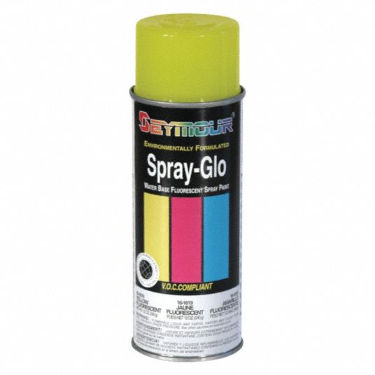 Seymour Spray-Glo Water Base Fluorescent Spray Paint — Yellow, 6ct. Case,  16-Oz. Cans, Model# 16-1619