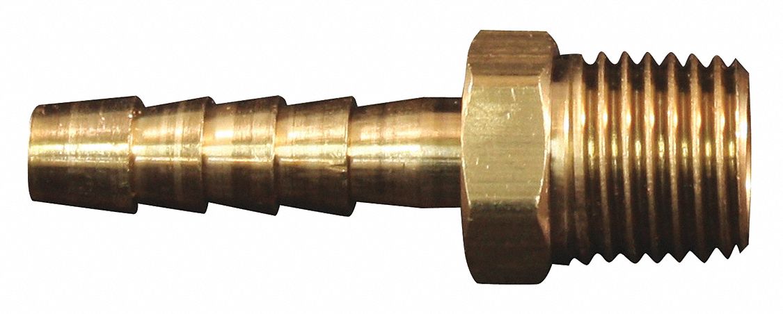 HOSE END FITTING, BRASS, 1/4 IN INSIDE DIAMETER, MNPT CONNECTION, 1/4 IN HOSE FITTINGS