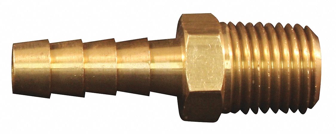 HOSE END FITTING, BRASS, 3/8 IN INSIDE DIAMETER, MNPT CONNECTION, 3/8 IN HOSE FITTINGS