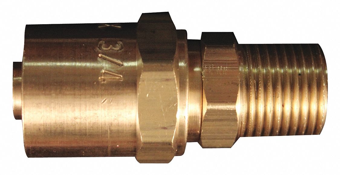 HOSE END FITTING, BRASS, 3/8 IN INSIDE DIAMETER, MNPT CONNECTION, 3/8 IN HOSE FITTINGS