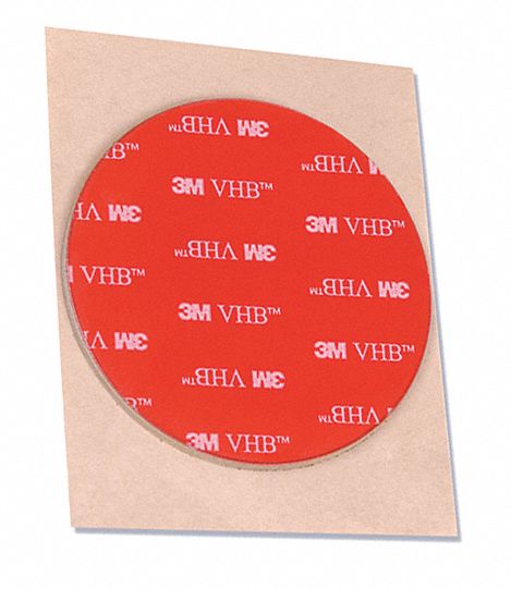 Foam Tape: Conformable, Disc, 2 in, 2 in Dia, 25 mil Thick, Gray, Acrylic, Closed, 100 PK