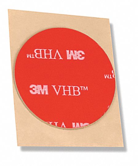 Foam Tape: Conformable, Disc, 3/4 in, 3/4 in Dia, 25 mil Thick, Gray, Acrylic, Closed, 100 PK