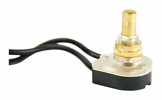Switch, Brass, Push On/Off, SPST, 6A, 125VAC