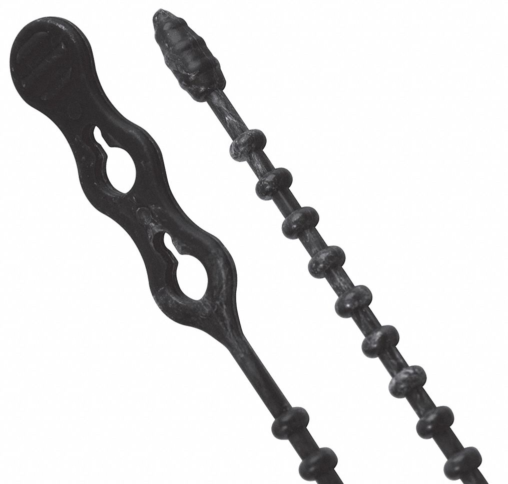 Beadle Wrap: Black, 8 in Lg, Outdoor Use, Max. 2 in Bundle Dia., 70 lb Rated, 15 PK