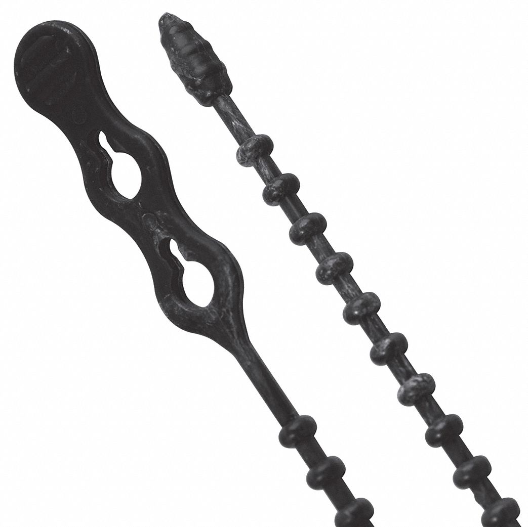 Beadle Wrap: Black, 12 in Lg, Outdoor Use, Max. 3 1/4 in Bundle Dia., 40 PK