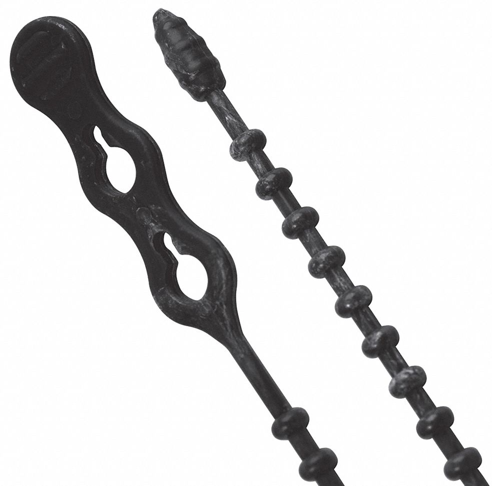 Beadle Wrap: Black, 8 in Lg, Outdoor Use, Max. 2 in Bundle Dia., 70 lb Rated, 40 PK