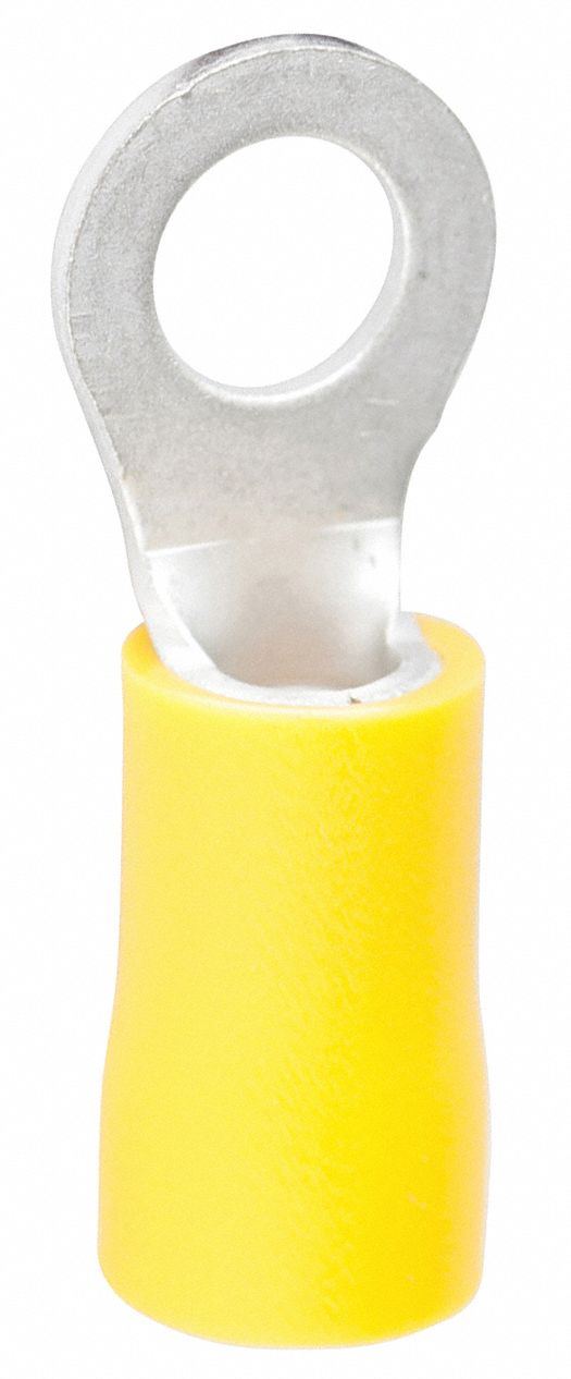 Ring Terminal: Yellow, Vinyl Insulation, #10/#8 Stud Size, 600 V