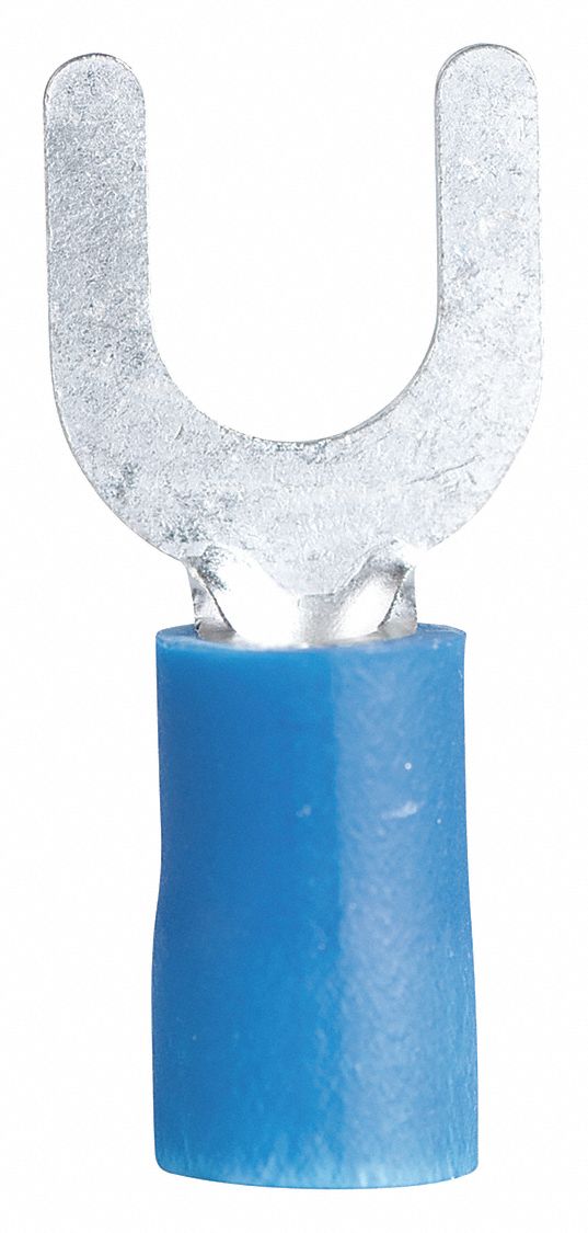 Spade Terminal, 8 to 10 Stud, Blue, PK100