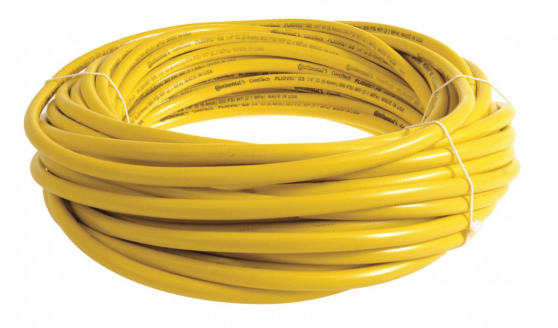 AIR HOSE, ⅜ IN INSIDE DIAMETER, YELLOW, 300 PSI MAX. WORKING PRESSURE AT 70 ° F, 300 FT L