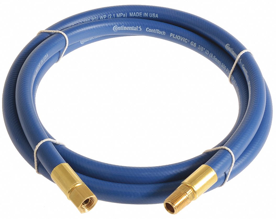 CONTINENTAL Air Hose: 3/8 in Hose Inside Dia., Blue, Brass 1/4 in FNPT x  Brass 1/4 in MNPT