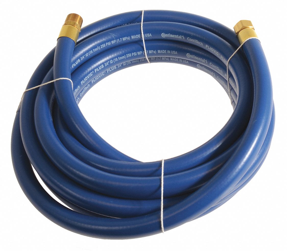 Air Hose: 3/4 in Hose Inside Dia., Blue, 3/4 in FNPT x 3/4 in MNPT, 100 ft Hose Lg
