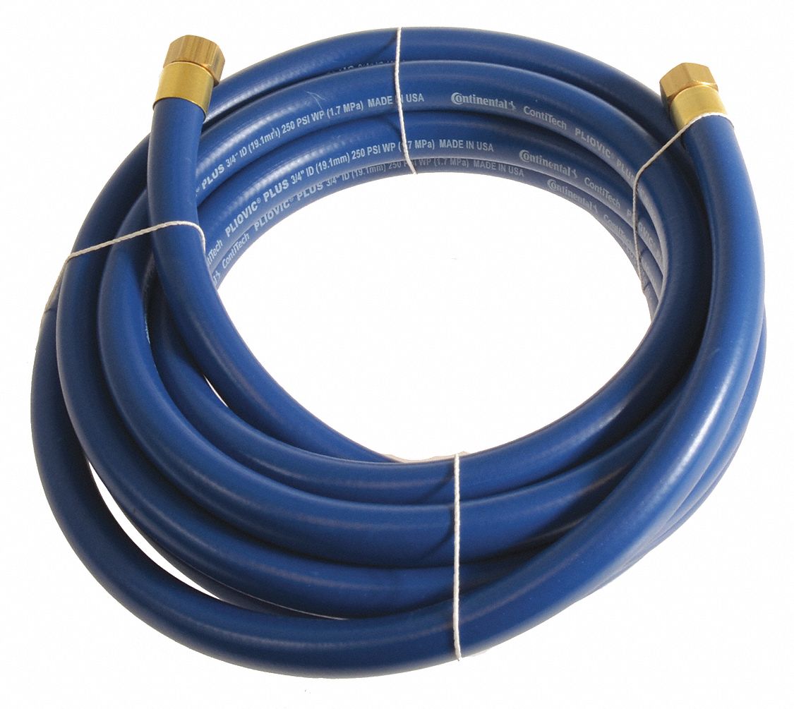 Air Hose: 3/4 in Hose Inside Dia., Blue, 3/4 in FNPT x 3/4 in FNPT, 100 ft Hose Lg